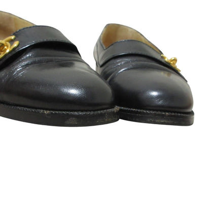 Chanel Vintage Turnlock CC Logo Leather Loafers Flat Pumps Black — view 6