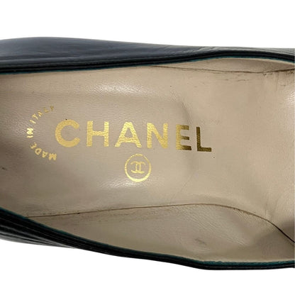 Chanel CC Logo Stitch Leather Pumps Small Black Spring Summer Fall — view 8