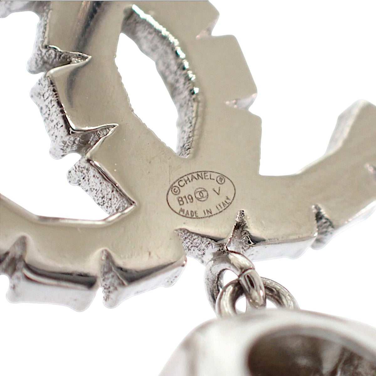 Chanel CC Logo Earrings Metal Crystal Silver — view 7