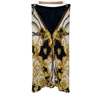 Versace Baroque Pattern Silk Scarf Long Skirt Black Yellow White Spring 40