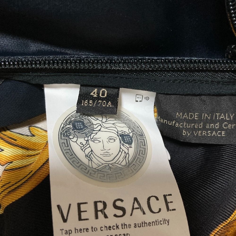 Versace Baroque Pattern Silk Scarf Long Skirt Black Yellow White Spring 40 — view 6