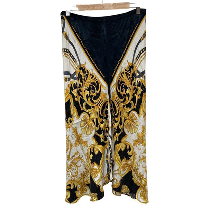 Versace Baroque Pattern Silk Scarf Long Skirt Black Yellow White Spring 40 — view 2