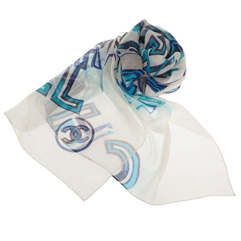 Chanel Shawl Silk White Scarf — view 5
