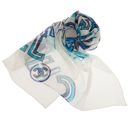 Chanel Shawl Silk White Scarf — view 5