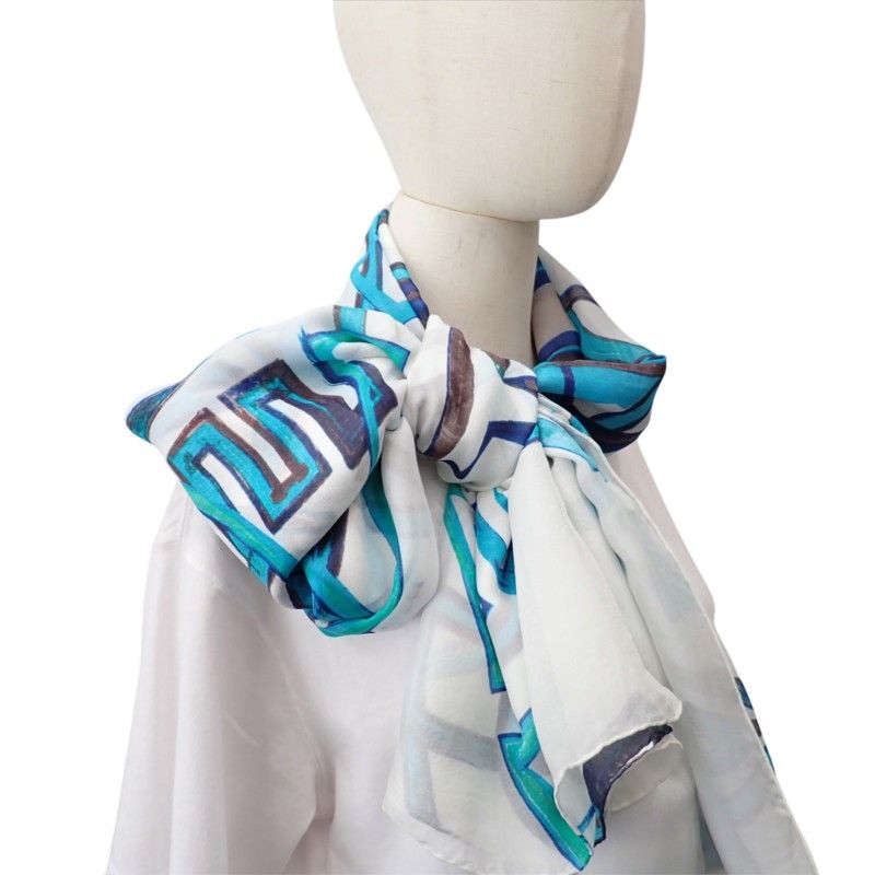 Chanel Shawl Silk White Scarf — view 7
