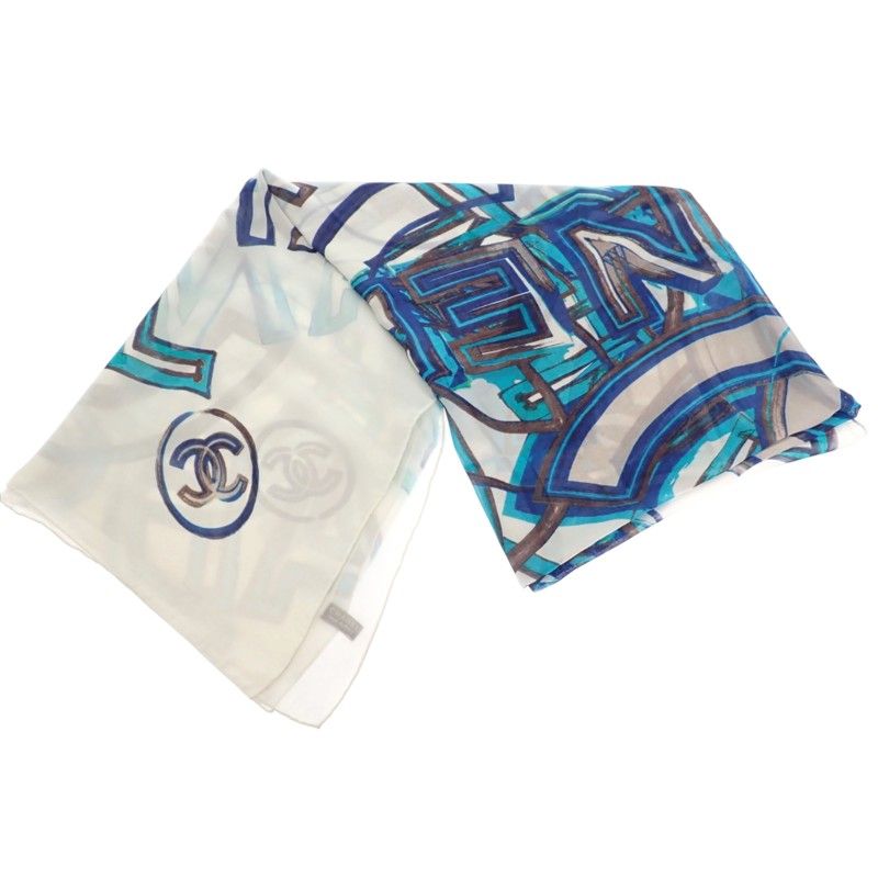 Chanel Shawl Silk White Scarf — view 3