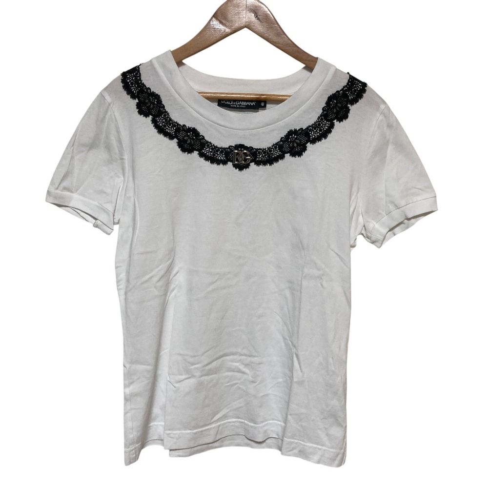 Dolce & Gabbana DG Short Sleeve Lace Top White Spring Summer 40