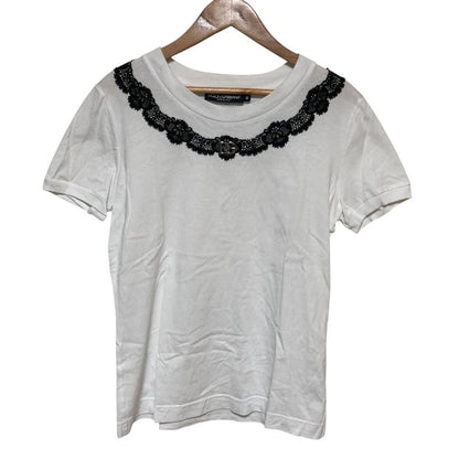 Dolce & Gabbana DG Short Sleeve Lace Top White Spring Summer 40