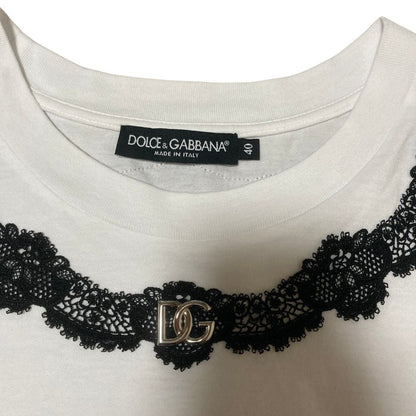 Dolce & Gabbana DG Short Sleeve Lace Top White Spring Summer 40 — view 4