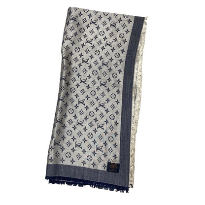 Louis Vuitton Shawl Monogram Denim Large Navy Scarf — view 2