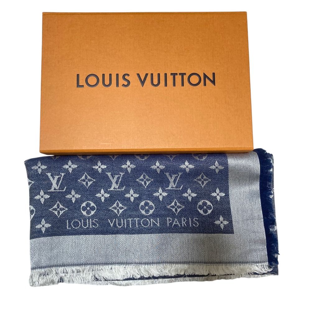 Louis Vuitton Shawl Monogram Denim Large Navy Scarf — view 5