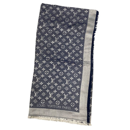 Louis Vuitton Shawl Monogram Denim Large Navy Scarf
