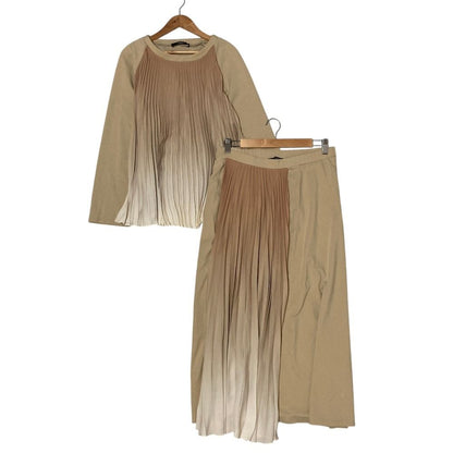 Max Mara Weekend Sabadel Kabul Blouse Skirt Set Beige Spring Summer Fall L