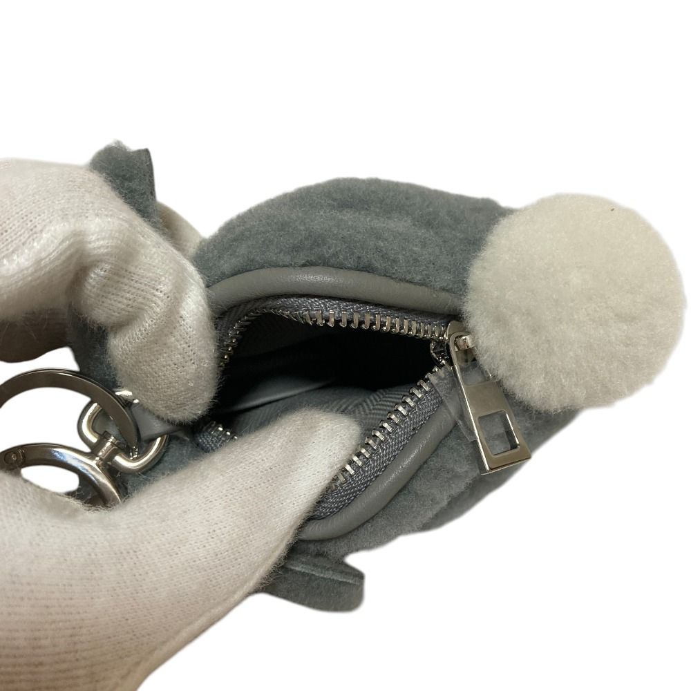 Loewe Shearling Bunny Charm Coin Purse Gray White — view 8