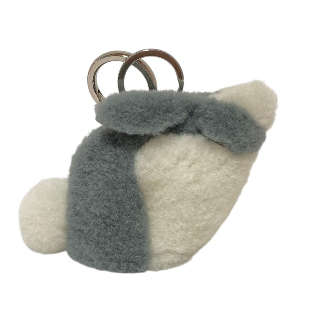 Loewe Shearling Bunny Charm Coin Purse Gray White — view 3