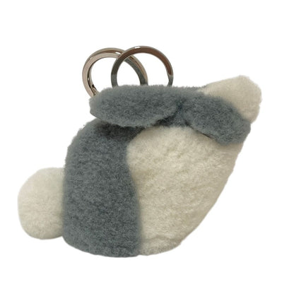 Loewe Shearling Bunny Charm Coin Purse Gray White — view 3