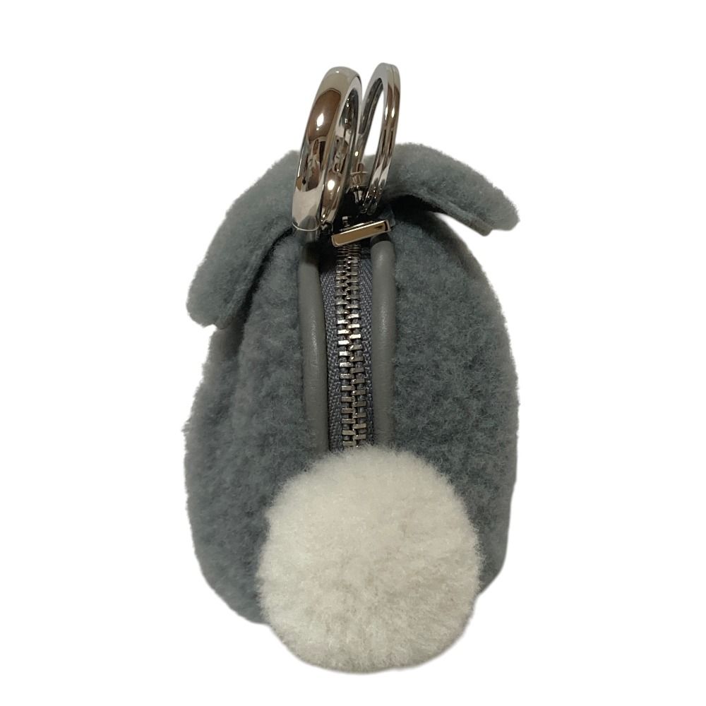 Loewe Shearling Bunny Charm Coin Purse Gray White — view 2