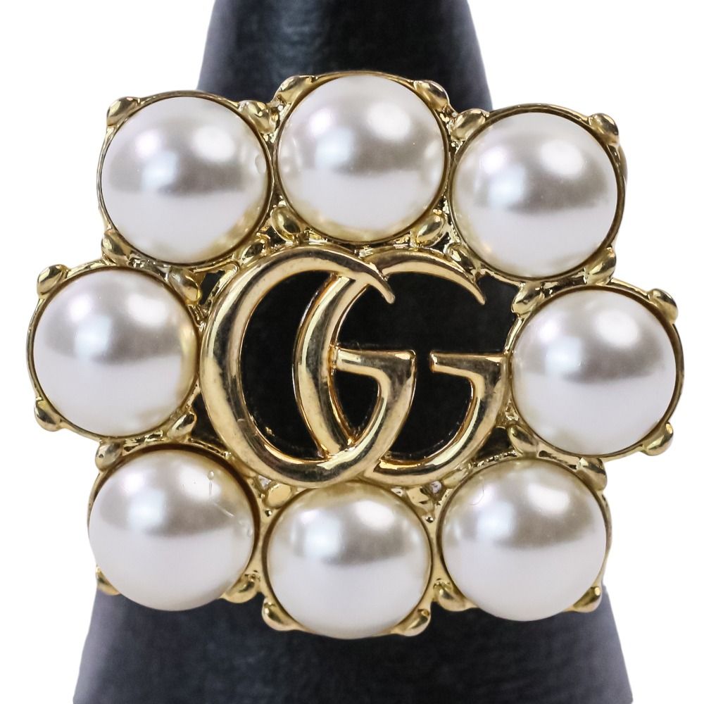 Gucci Double G Flower Pearl Ring Gold Colored — view 3