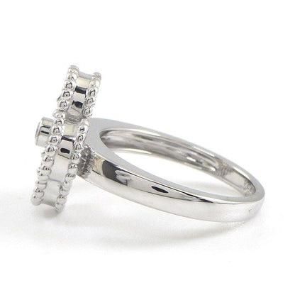 Van Cleef & Arpels Ring Vintage Alhambra Diamond White Shell 18k White Gold — view 2