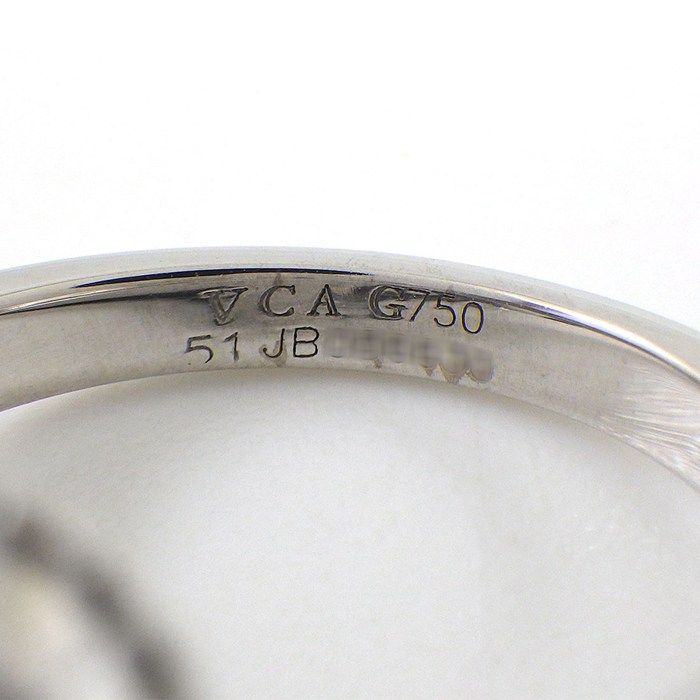 Van Cleef & Arpels Ring Vintage Alhambra Diamond White Shell 18k White Gold — view 3