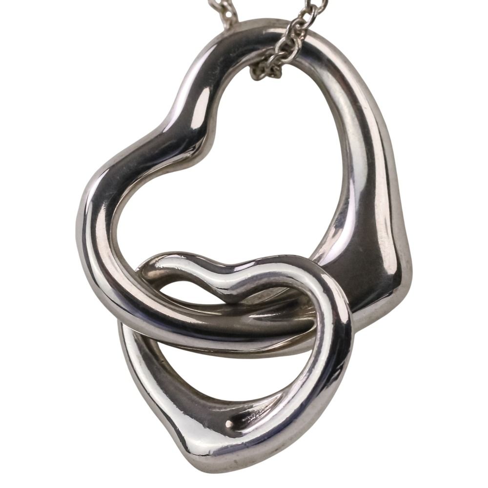 Tiffany & Co Double Open Heart Necklace Silver
