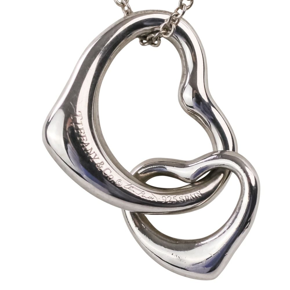 Tiffany & Co Double Open Heart Necklace Silver — view 4