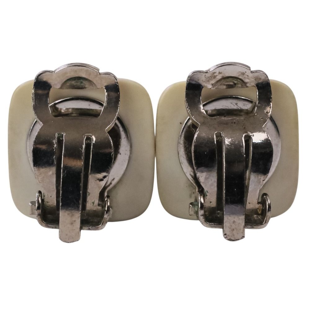 Chanel Square CC Logo Earrings White — view 7