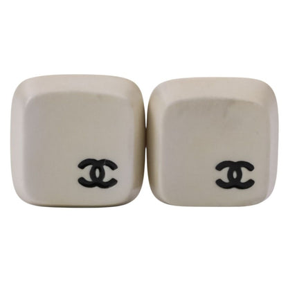 Chanel Square CC Logo Earrings White