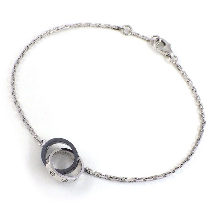 Cartier Bracelet Baby Love Double Circle 18k White Gold Black Ceramic