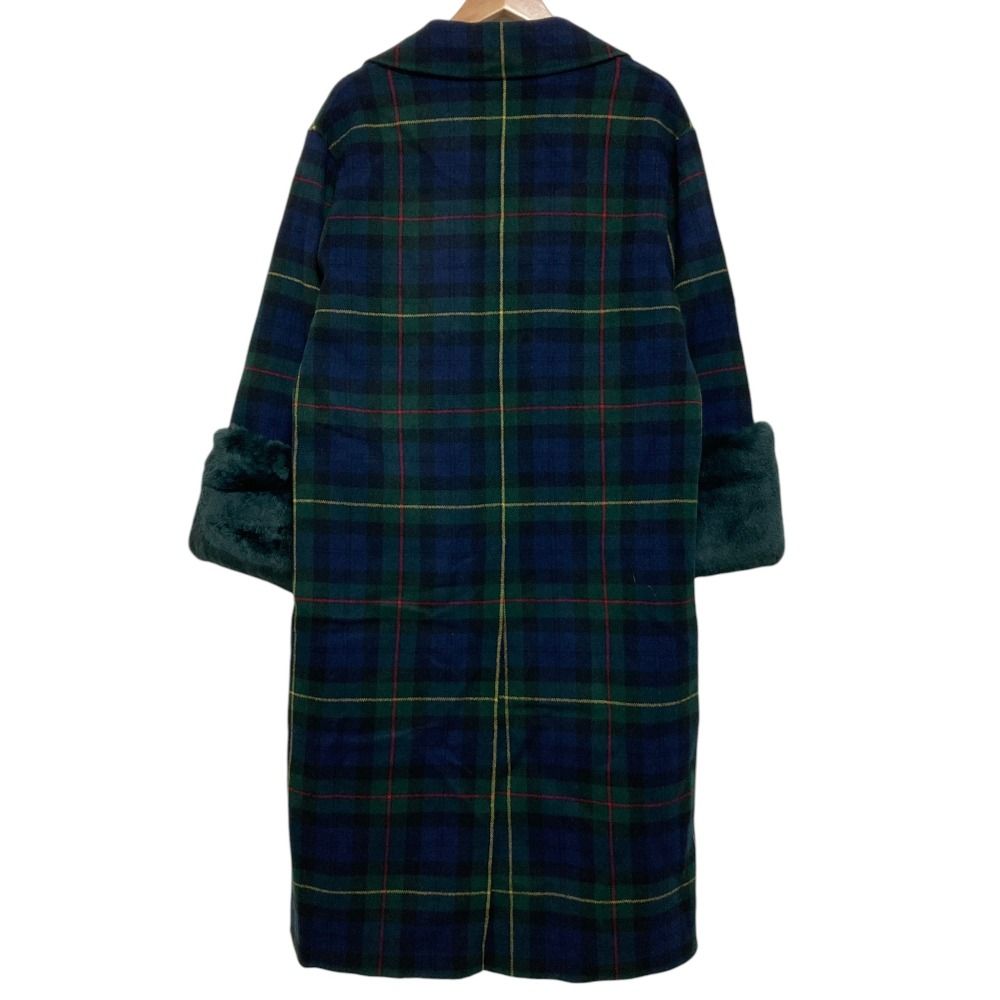 Max Mara Weekend Cucito Mano Fur Trim Check River Coat Navy Fall Winter 40 — view 5