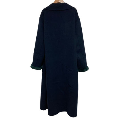 Max Mara Weekend Cucito Mano Fur Trim Check River Coat Navy Fall Winter 40 — view 6