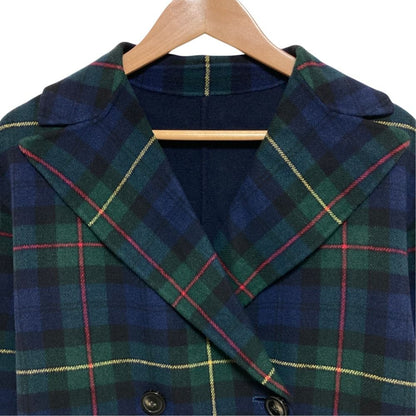Max Mara Weekend Cucito Mano Fur Trim Check River Coat Navy Fall Winter 40 — view 7
