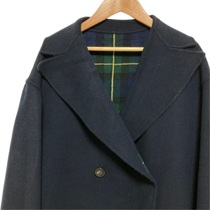 Max Mara Weekend Cucito Mano Fur Trim Check River Coat Navy Fall Winter 40 — view 4