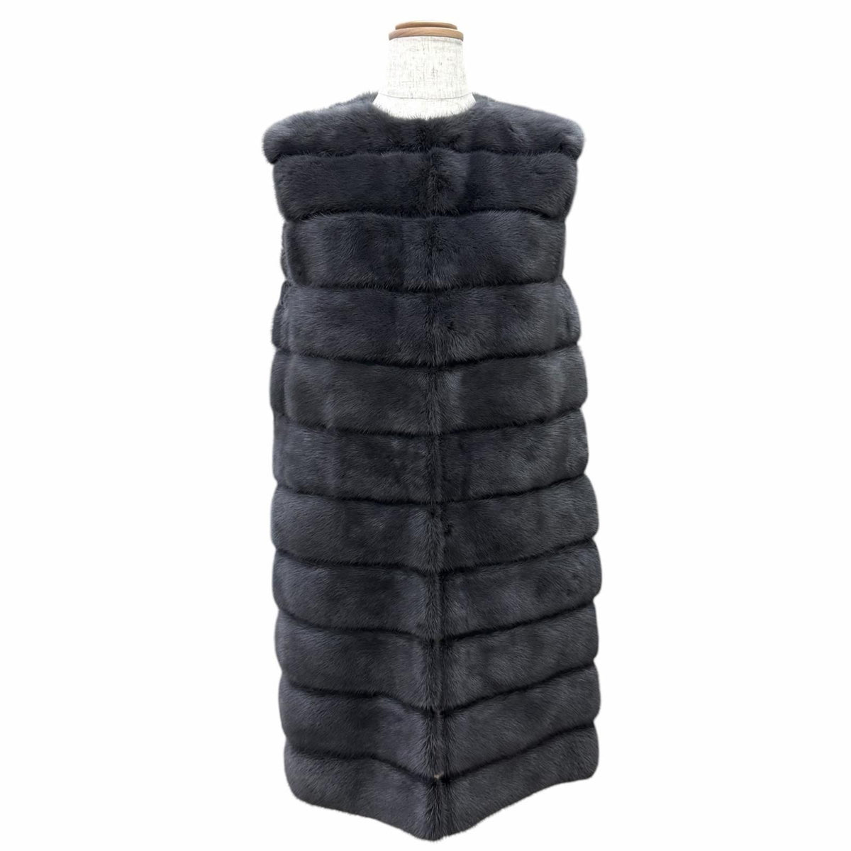 Fendi Mink Long Vest Sleeveless Coat Gray IT 38