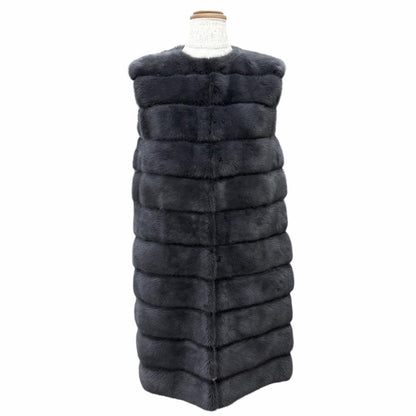 Fendi Mink Long Vest Sleeveless Coat Gray IT 38