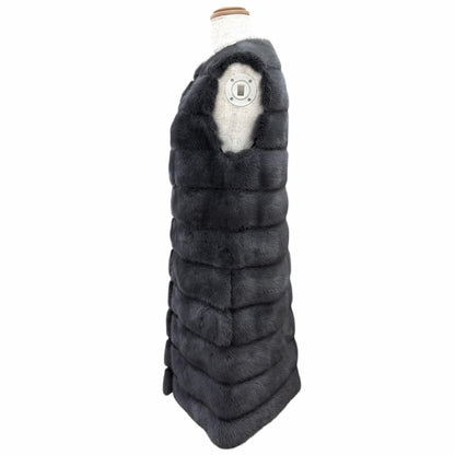 Fendi Mink Long Vest Sleeveless Coat Gray IT 38 — view 3