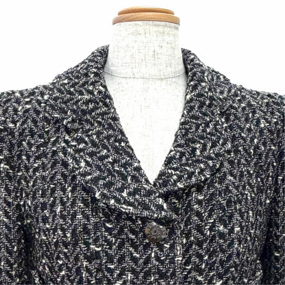 Chanel Vintage 97A Wool Coco Buttons Mixed Tweed Skirt Suit Set Black Total FR — view 2