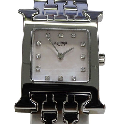 Hermes Watch H Diamond Shell Quartz Stainless Steel Silver — view 2