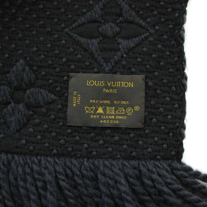 Louis Vuitton Scarf Shawl Logo Monogram Fringe Silk Blend Black — view 5