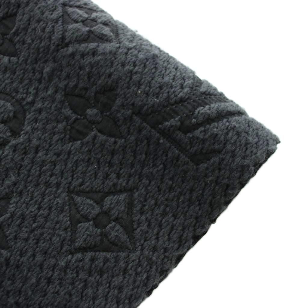 Louis Vuitton Scarf Shawl Logo Monogram Fringe Silk Blend Black — view 3