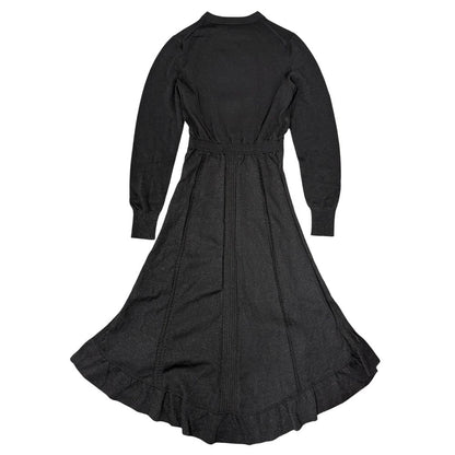 Chanel Dress CC Logo Long Sleeve Ruffle Glitter Black Autumn Winter 36 — view 2