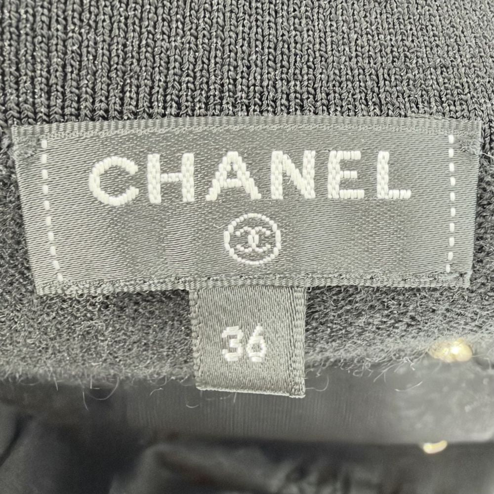 Chanel Dress CC Logo Long Sleeve Ruffle Glitter Black Autumn Winter 36 — view 3