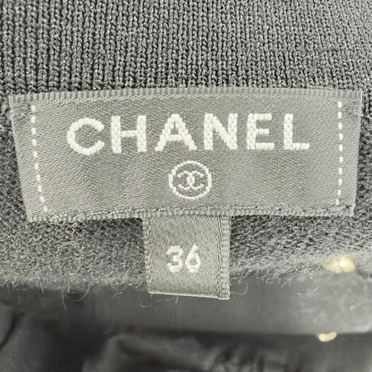 Chanel Dress CC Logo Long Sleeve Ruffle Glitter Black Autumn Winter 36 — view 3