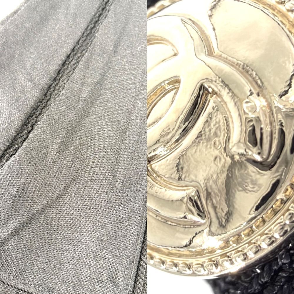 Chanel Dress CC Logo Long Sleeve Ruffle Glitter Black Autumn Winter 36 — view 7