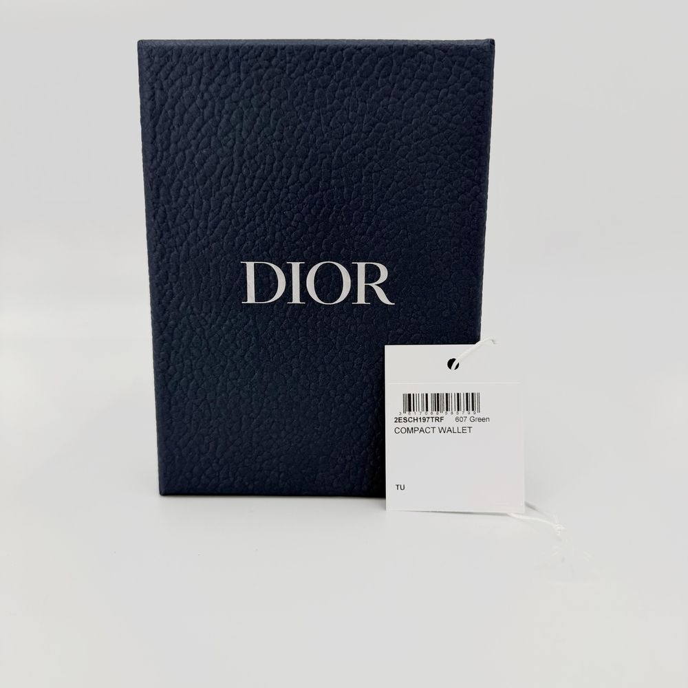 Dior Card Case Clover Magic Wallet Oblique Leather Green — view 8