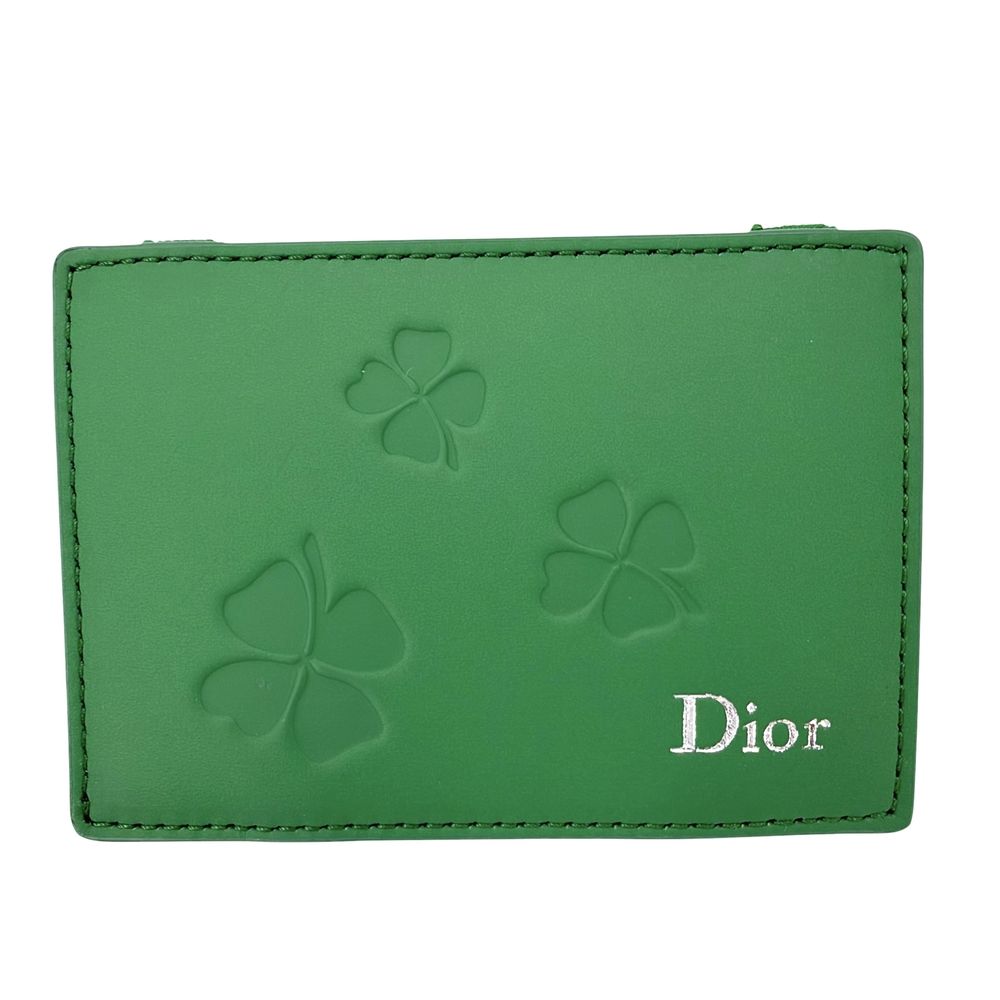 Dior Card Case Clover Magic Wallet Oblique Leather Green