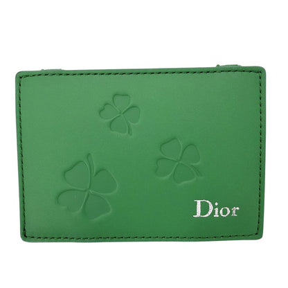 Dior Card Case Clover Magic Wallet Oblique Leather Green