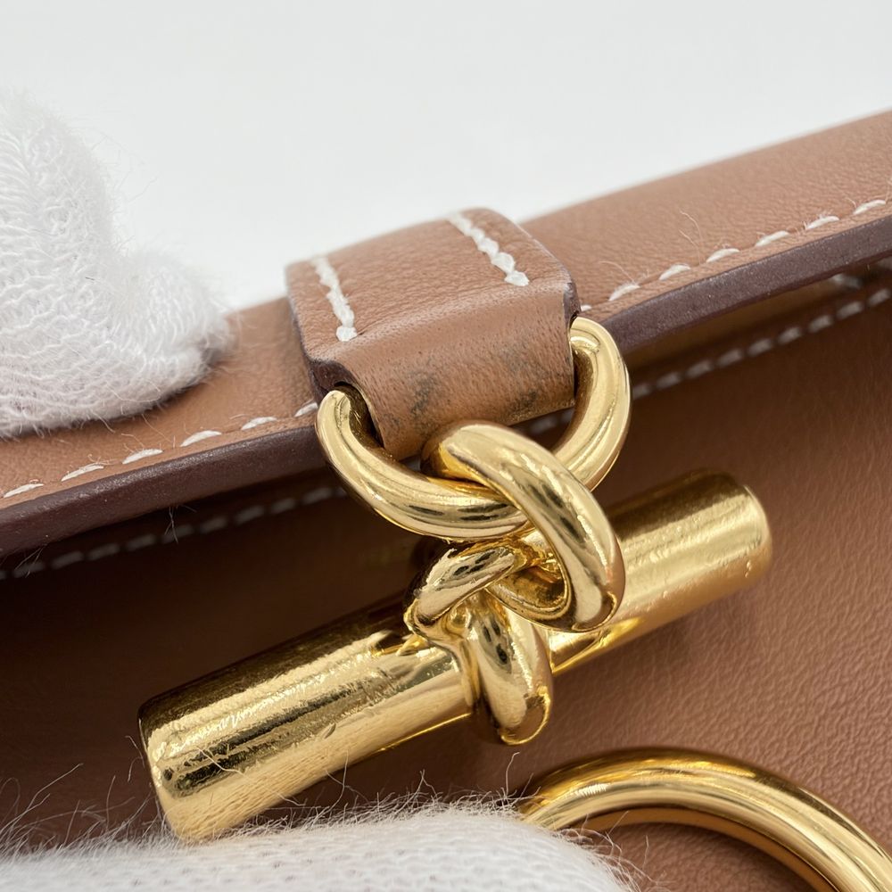 Hermes Coin Purse Glenan Compact Wallet Leather Brown Gold — view 8