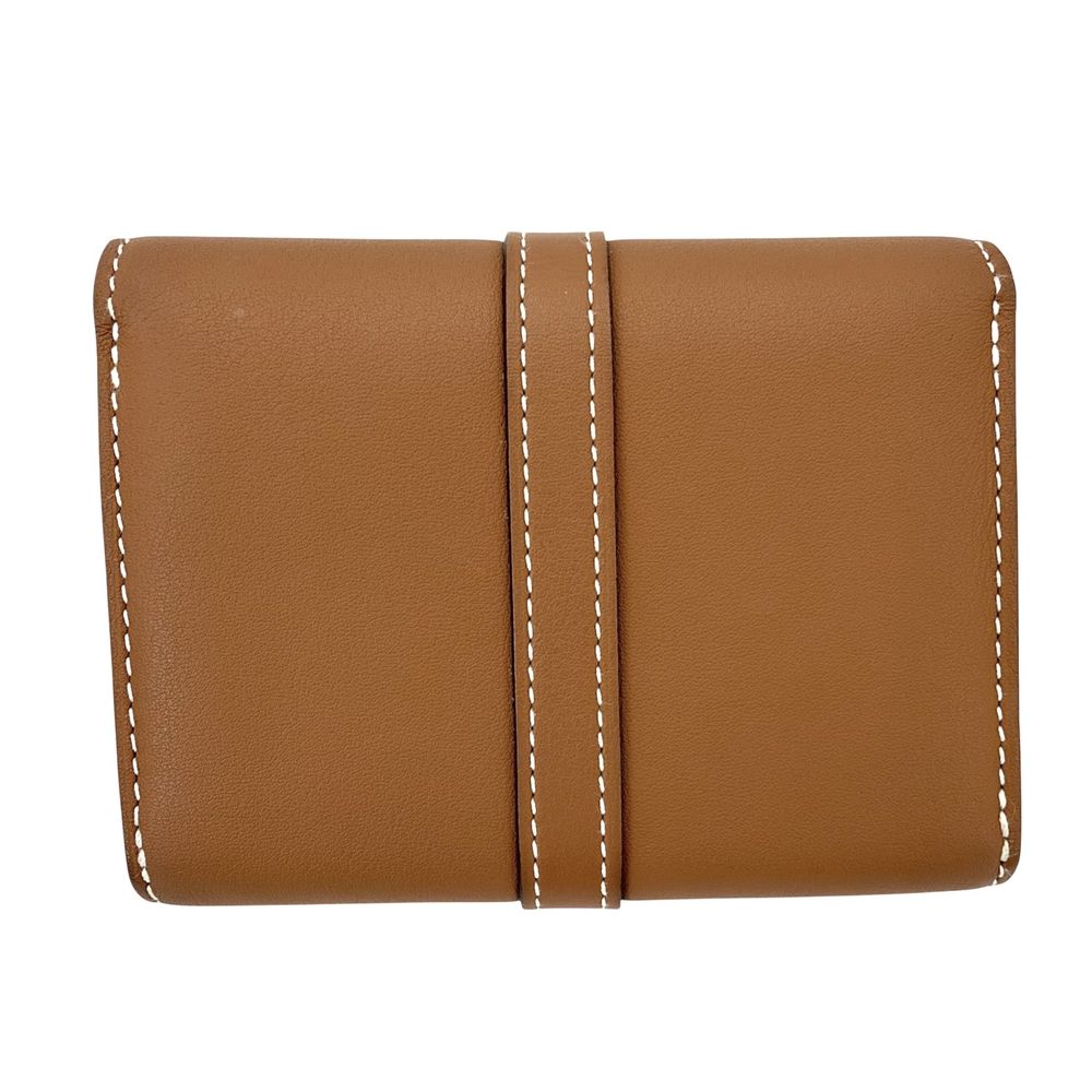 Hermes Coin Purse Glenan Compact Wallet Leather Brown Gold — view 2