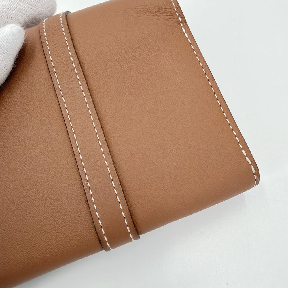 Hermes Coin Purse Glenan Compact Wallet Leather Brown Gold — view 6
